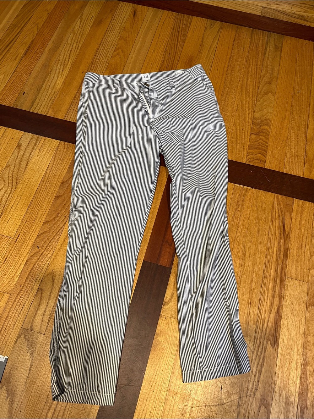 GAP Men's Navy and White Striped Chinos